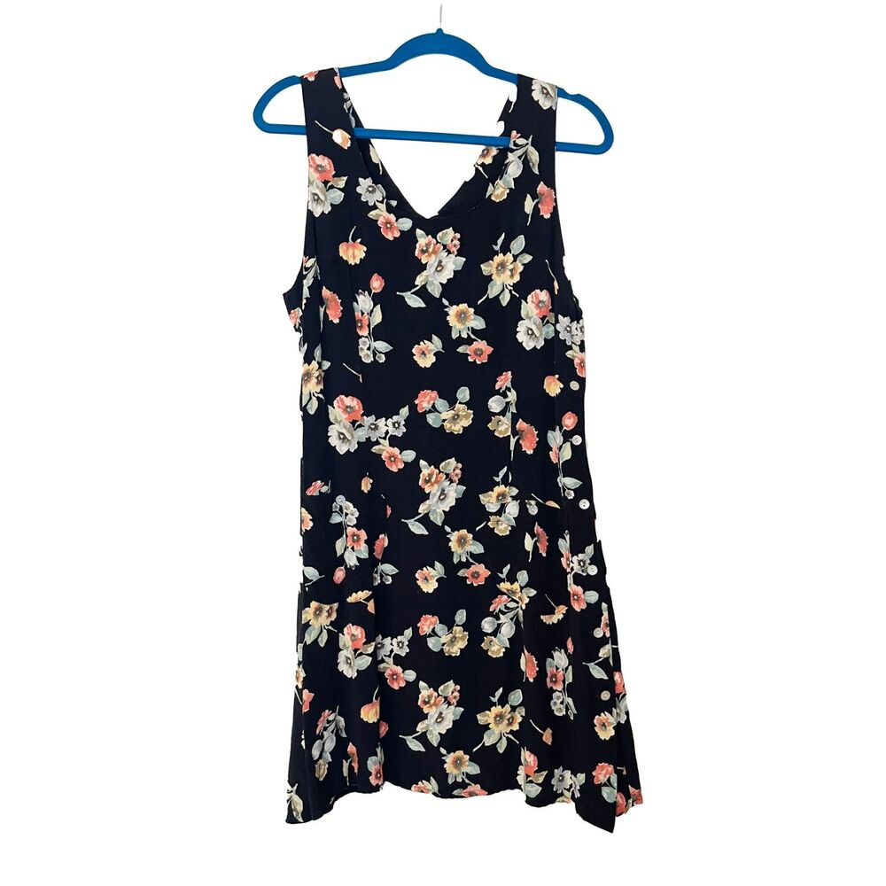 Vintage Express Floral Mini Dress 90s Grunge Cottagecore Button Detail Size 14